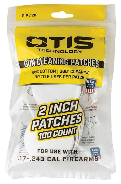 Picture of Otis FG918100 Small Caliber Cleaning Patches 17-22 Cal Rimfire Pistol/Rifle Cotton Pkg of 100