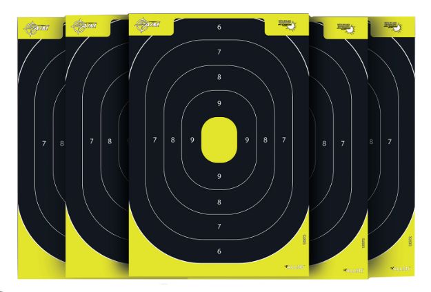 Picture of EZ-Aim 1537230 Splash Reactive  IPSC Silhouette Paper Hanging 12.50" W X 18.25" H Chartreuse/Black 30 Per Pkg