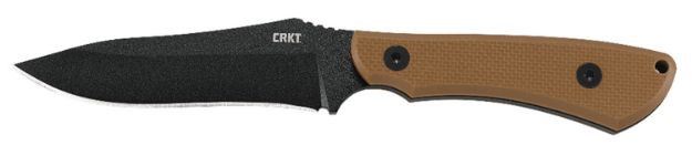 Picture of CRKT 2083 Ramadi  4.37" Fixed Plain Black Matte Baked-On Anti Rust SK-5 Steel Blade/Coyote Textured G10 Handle Includes Sheath