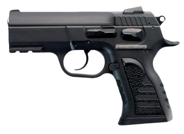 Picture of Tanfoglio IFG TF-COMPACTF-10 Force Compact F 10mm Auto Caliber with 3.62" Barrel, 11+1 Capacity, Overall Black Finish, Picatinny Rail Frame, Serrated Steel Slide & Rubber Grip