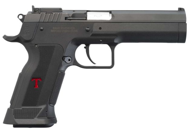 Picture of Tanfoglio IFG TFSTOCK3P9 Stock III  Full Size 9mm Luger 16+1, 4.44" Black Polygonal Rifled Barrel, Black Serrated Slide, Black Polymer Frame w/Beavertail, Black Polymer Grip