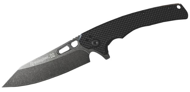 Picture of Remington Accessories 15666 EDC  Folding Caper Stonewashed D2 Steel Blade Black G10 Handle Includes Pocket Clip