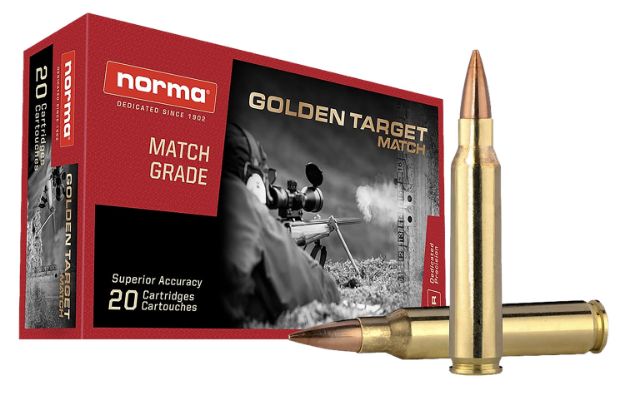 Picture of Norma Ammunition 10157692 Dedicated Precision Golden Target Match 223Rem 69gr Boat Tail Hollow Point 20 Per Box/10 Case