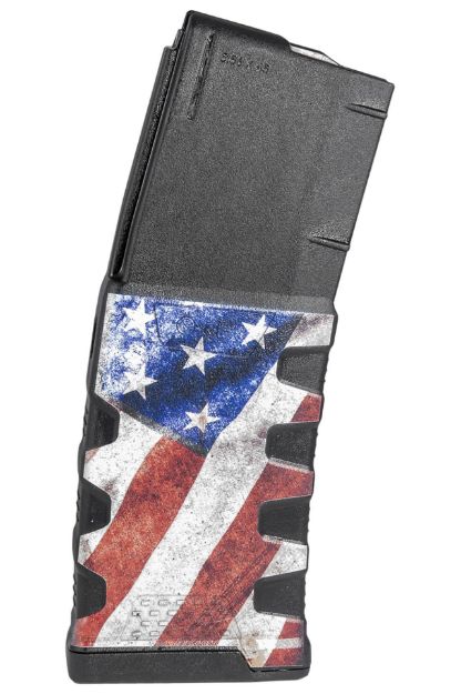 Picture of Mission First Tactical EXDPM556AFM1 Extreme Duty  30rd 223 Rem/5.56x45mm Fits AR-15/M4 Black w/American Flag M1 Polymer