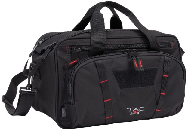 Picture of Tac Six 8247 Tactical Sporter Range Bag Black Endura with Removable Shoulder Strap, Pockets, Padded Pistol Rug & Exterior Webbing