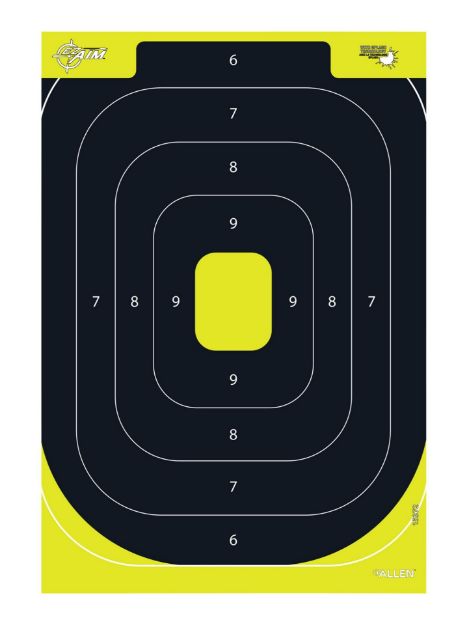 Picture of EZ-Aim 15372 Splash Reactive Target IPSC Silhouette Paper Hanging 12.50" W X 18.25" H Black/Yellow 8 Per Pkg