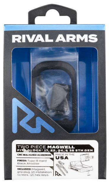 Picture of Rival Arms RARA70G121A Two Piece Magwell  Compatible w/Gen5  Glock 17/22/34/35, Black Anodized Aluminum