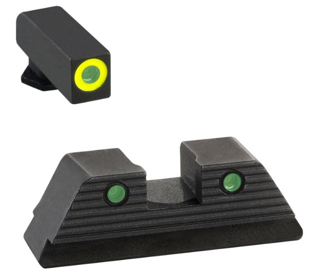 Picture of AmeriGlo GL819 Trooper Sight Set for Glock  Green Tritium LumiGreen Outline Front Sight-Green Tritium Black Outline Rear Sight