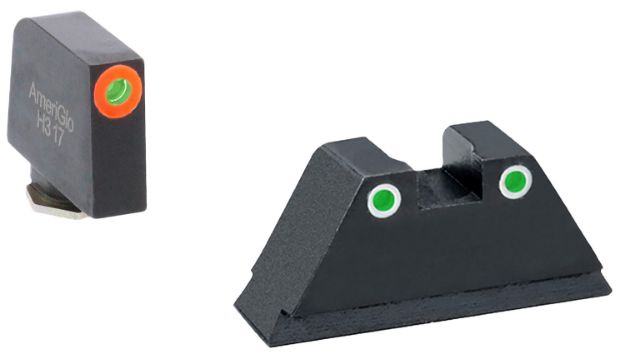 Picture of AmeriGlo GL331 Optic Compatible Sight Set for Glock  XL Tall Green Tritium Orange Outline Front Sight-Green Tritium White Outline Rear Sight