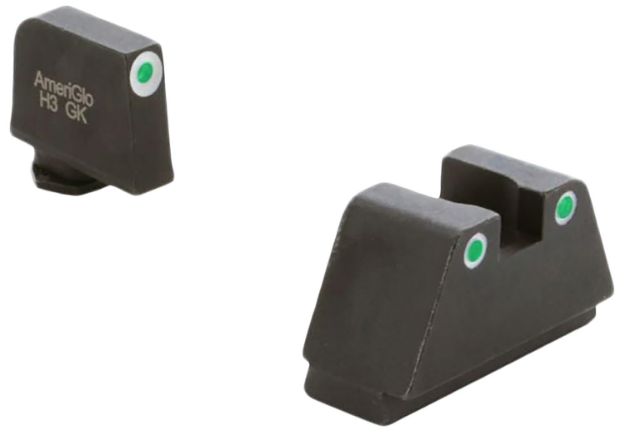 Picture of AmeriGlo GL330 Optic Compatible Sight Set for Glock  2XL Tall Green Tritium White Outline Front Sight-Green Tritium White Outline Rear Sight