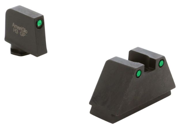 Picture of AmeriGlo GL815 Optic Compatible Sight Set for Glock  3XL Tall Green Tritium Black Outline Front Sight-Green Tritium Black Outline Rear Sight