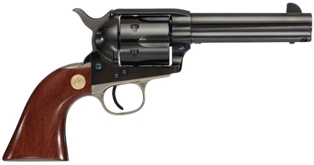 Picture of Cimarron MP410B1401 Pistoleer  45 Colt (LC) 6 Shot 4.75" Blued Steel Barrel, Cylinder & Frame, Wide Front Sight, Nickel-Plated Back Strap & Trigger Guard, Walnut Grip