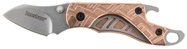 Picture of Kershaw 1025CUX Cinder  1.40" Folding Drop Point Plain Stonewashed 3Cr13MoV SS Blade Copper Handle Includes Key Ring