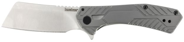 Picture of Kershaw 3445 Static  2.90" Folding Cleaver Plain Satin 8Cr13MoV SS Blade Gray PVD Stainless Steel Handle Includes Pocket Clip