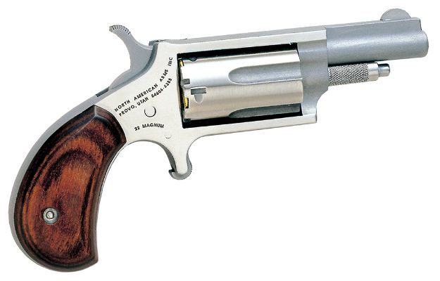 Picture of North American Arms 22M Mini-Revolver  22 WMR 5 Shot 1.63" Barrel, Overall Stainless Steel Finish, Rosewood Grip