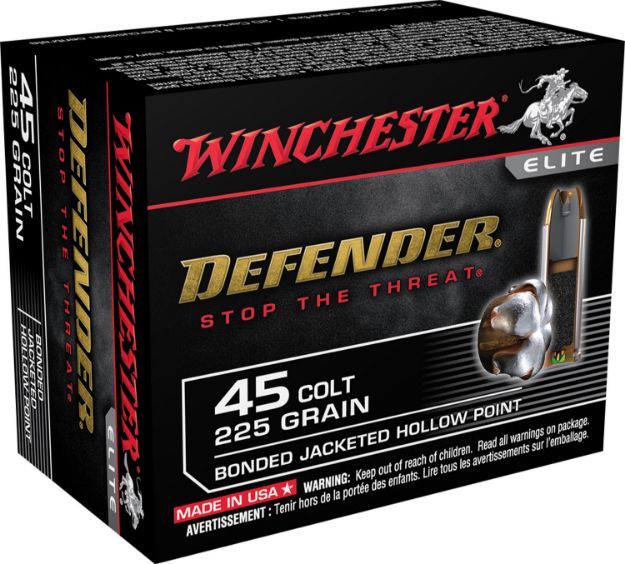 Picture of Winchester Ammo S45CPDB Defender  45Colt 225gr Bonded Jacket Hollow Point 20 Per Box/10 Case