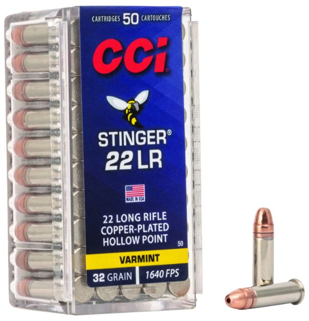 Picture of CCI 0050 Stinger  22LR 32gr Copper Plated Hollow Point 50 Per Box/100 Case