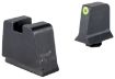 Picture of Trijicon GL243C601147 Suppressor/Optic Height Sights  Green/Tritium Yellow Outline Front Sight-Black/Blank Rear Sight Glock 42/43/43X Slim Frame