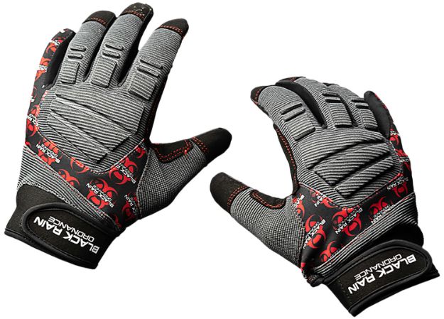 Picture of Black Rain Ordnance TACTGLOVEGRY/BLK/RD Tactical Gloves  Black/Gray/Red Medium Velcro