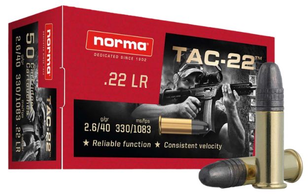 Picture of Norma Ammunition 2425092 Tac  22LR 40gr Lead Round Nose 50 Per Box/100 Case