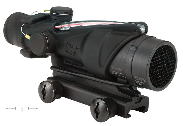 Picture of Trijicon 100226 ACOG  Black Hardcoat Anodized 4x32mm Illuminated Red Chevron Reticle