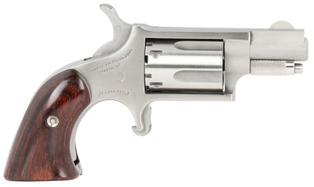 Picture of North American Arms 22LRGBG Mini-Revolver  22 LR 5 rd 1.13" Barrel, Stainless Steel Barrel/Cylinder/Frame, Exclusive Wood Boot Grip