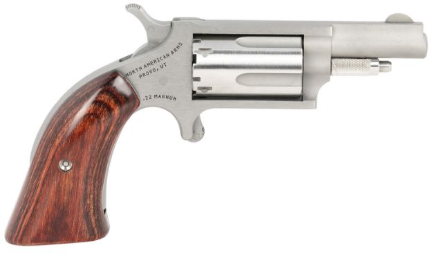 Picture of North American Arms 22MGBG Mini-Revolver  22 WMR 5 Shot 1.63" Barrel, Stainless Steel Barrel/Cylinder/Frame, Exclusive Wood Boot Grip