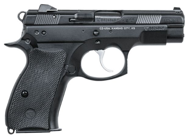 Picture of CZ-USA 01194 CZ 75 D PCR Compact *CA Compliant 9mm Luger 10+1 3.75" Black Steel Barrel, Black Serrated Steel Slide, Black Polycoat Aluminum Frame w/Beavertail, Black Rubber Grip