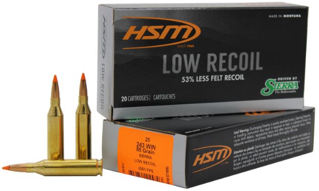 Picture of HSM 24318N Low Recoil  243 Win 85 gr Orange Polymer Tip 20 Per Box/ 25 Case