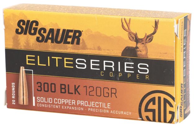 Picture of Sig Sauer E300H120 Elite Copper Hunting  300Blackout 120gr Copper Solid 20 Per Box/10 Case