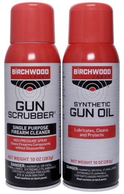 Picture of Birchwood Casey 33302 Gun Scrubber & Synthetic Gun Oil Combo Pack 10 oz. Aerosol Can 2 Pack