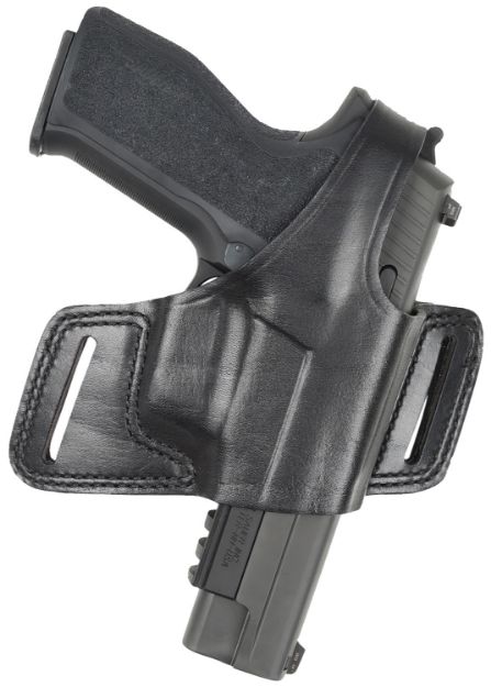 Picture of Bianchi 15718 Black Widow  OWB Size 14 Black Leather Belt Slide Fits Glock 17 Fits Glock 19 Fits Glock 22 Right Hand