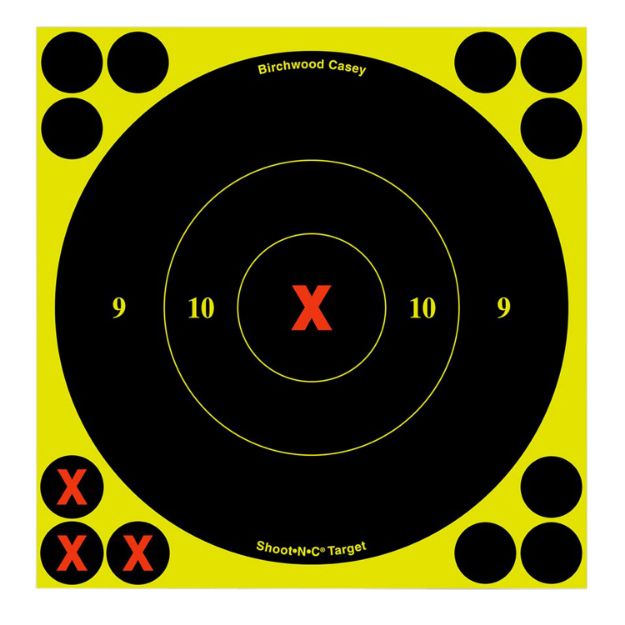 Picture of Birchwood Casey 34560 Shoot-N-C Reactive Target Self-Adhesive Paper Black/Yellow 6" X-Bullseye 60 Pack