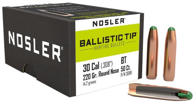 Picture of Nosler 30181 Ballistic Tip  30Caliber 220gr Round Nose 50/Box