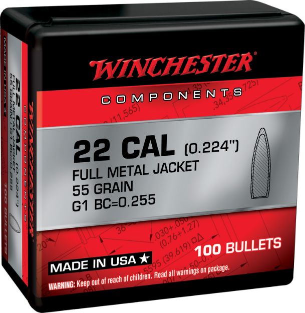 Picture of Winchester Ammo WB556MC55X Centerfire Rifle  5.56x45mmNATO 55gr Full Metal Jacket Boat Tail 100 Per Box/10 Case