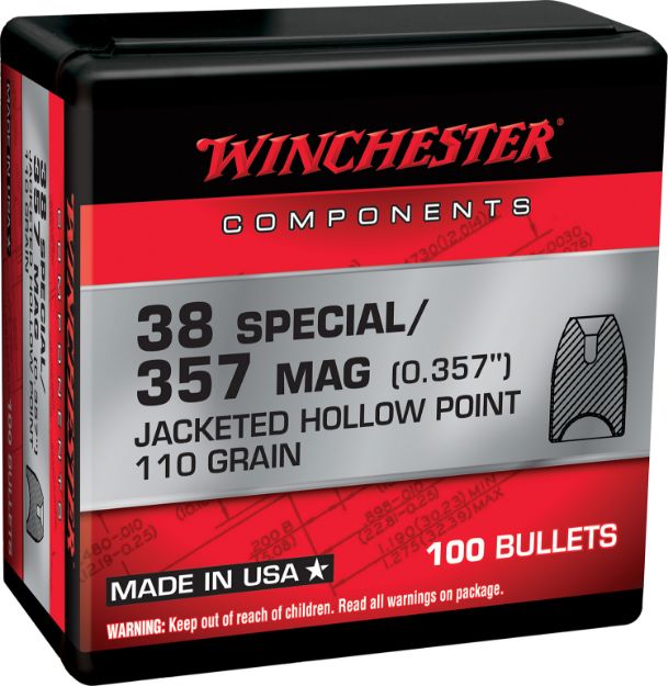 Picture of Winchester Ammo WB38HP110X Centerfire Handgun Reloading 38Special 110gr Jacketed Hollow Point 100 Per Box/10 Case