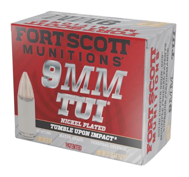 Picture of Fort Scott Munitions 9MM080SCVNIC Tumble Upon Impact (TUI)  9mmLuger 80gr Solid Copper Spun 20 Per Box/25 Case