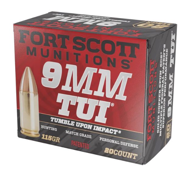 Picture of Fort Scott Munitions 9MM115SCV Tumble Upon Impact (TUI)  9mmLuger 115gr Solid Copper Spun 20 Per Box/25 Case