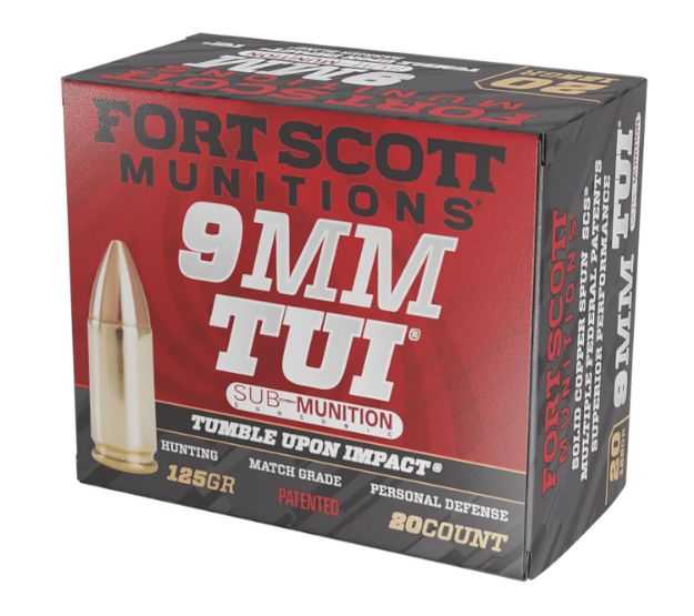 Picture of Fort Scott Munitions 9MM125SCVSS Tumble Upon Impact (TUI)  9mmLuger Subsonic 125gr Solid Copper Spun 20 Per Box/25 Case