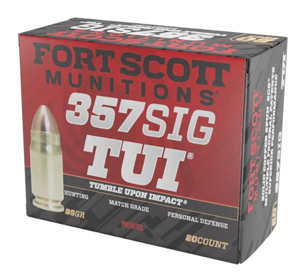 Picture of Fort Scott Munitions 357SIG095SCV Tumble Upon Impact (TUI)  357Sig 95gr Solid Copper Spun 20 Per Box/25 Case