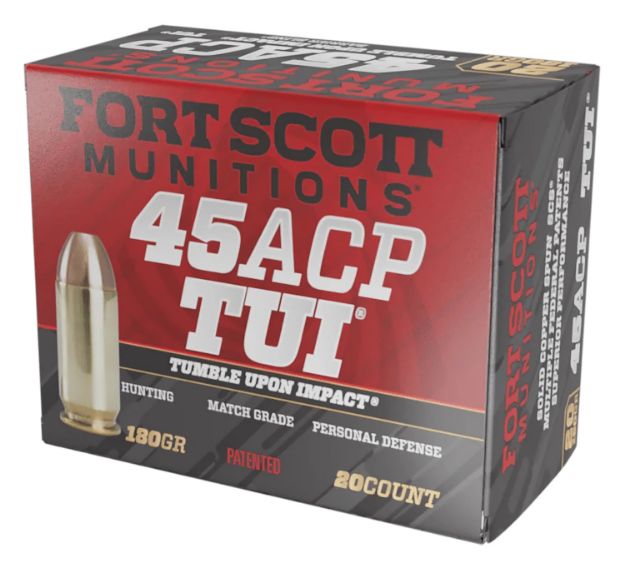 Picture of Fort Scott Munitions 450180SCV Tumble Upon Impact (TUI)  45ACP 180gr Solid Copper Spun 20 Per Box/25 Case