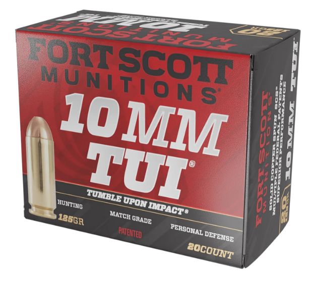 Picture of Fort Scott Munitions 10MM124SCV Tumble Upon Impact (TUI)  10mmAuto 125gr Solid Copper Spun 20 Per Box/25 Case