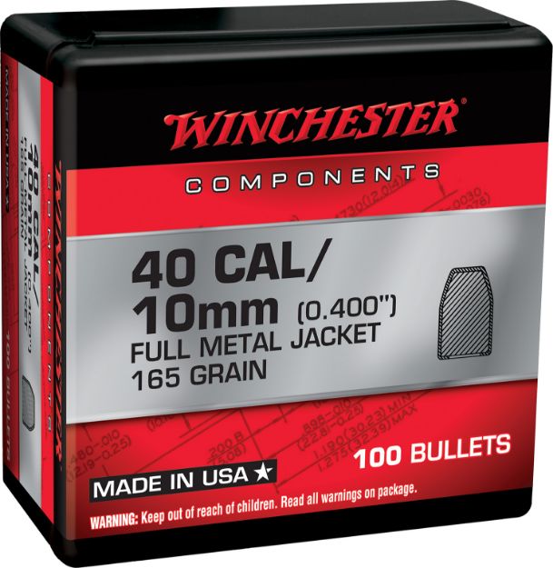 Picture of Winchester Ammo WB40TC165X Centerfire Handgun Reloading 40S&W 165gr Full Metal Jacket Truncated Cone 100 Per Box/10 Case