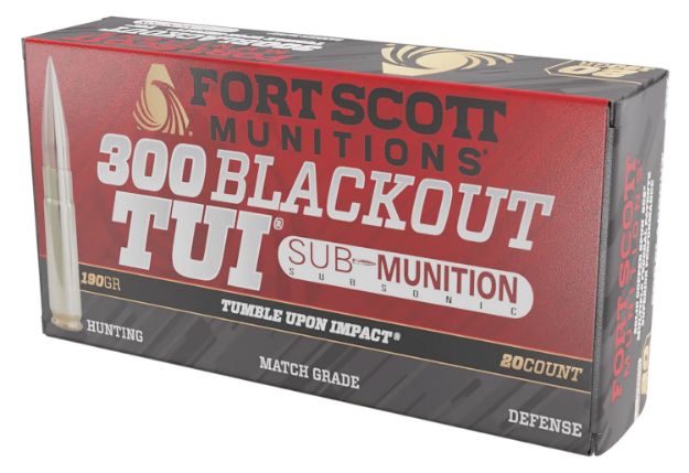 Picture of Fort Scott Munitions 300190SCVSS Tumble Upon Impact (TUI) Rifle 300Blackout 190gr Solid Copper Spun 20 Per Box/25 Case