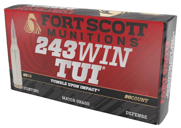 Picture of Fort Scott Munitions 243058SCV Tumble Upon Impact (TUI) Rifle 243Win 58gr Solid Copper Spun 20 Per Box/10 Case