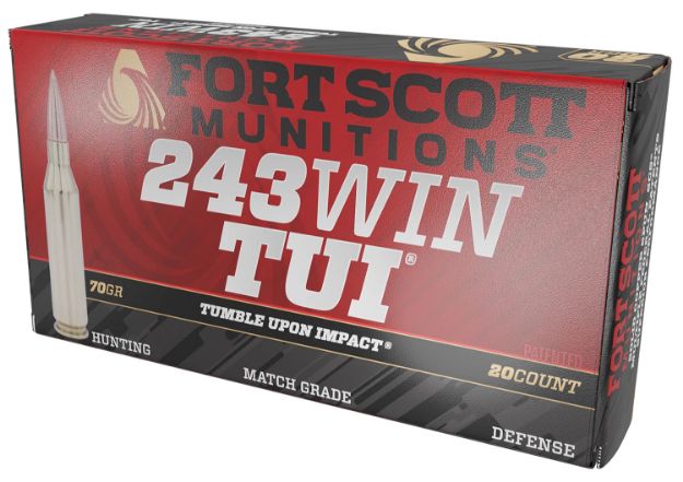 Picture of Fort Scott Munitions 243070SCV Tumble Upon Impact (TUI) Rifle 243Win 70gr Solid Copper Spun 20 Per Box/10 Case