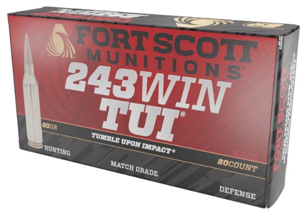 Picture of Fort Scott Munitions 243080SCV Tumble Upon Impact (TUI) Rifle 243Win 80gr Solid Copper Spun 20 Per Box/10 Case