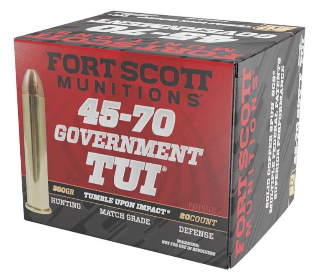 Picture of Fort Scott Munitions 4570300SCV1 Tumble Upon Impact (TUI) Brush Hog 45-70Gov 300gr Solid Copper Spun 20 Per Box/10 Case