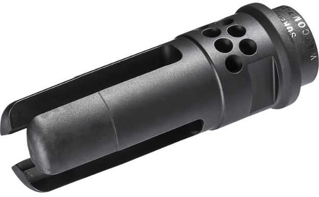 Picture of SureFire WARCOMP7625824 Warcomp QD Flash Hider 30 Cal (7.62mm) 5/8"-24 tpi, Open Tine 3-Prong, Ported Black Stainless Steel for AR/M4-Platform (SOCOM Suppressor Compatible)