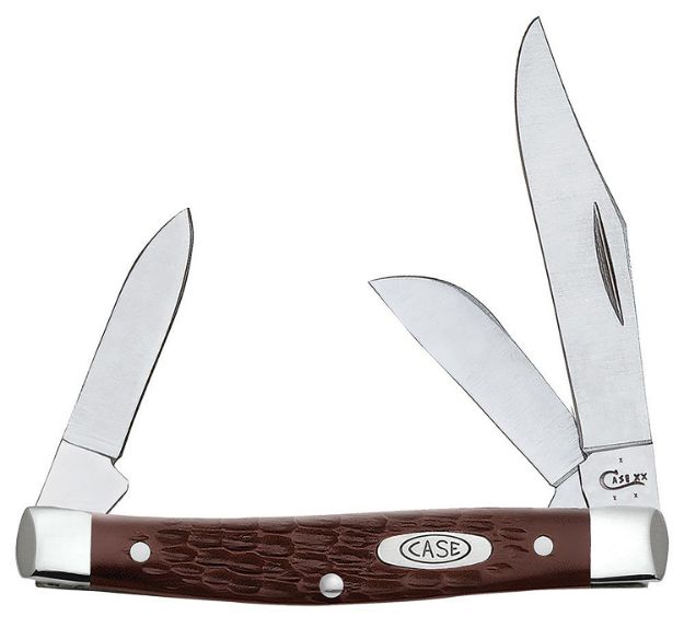 Picture of Case 00106 Stockman  Medium 2.42"/1.58"/1.57" Folding Clip/Sheepsfoot/Pen Plain As-Ground Tru-Sharp SS Blade/Brown Jigged Synthetic Handle